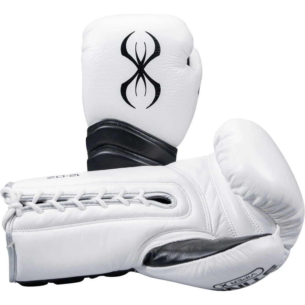 Sting Viper X White/Black/Silver Lace Up Boxing Gloves 5 Sting Viper X White/Black/Silver Lace Up Boxing Gloves - Image 3