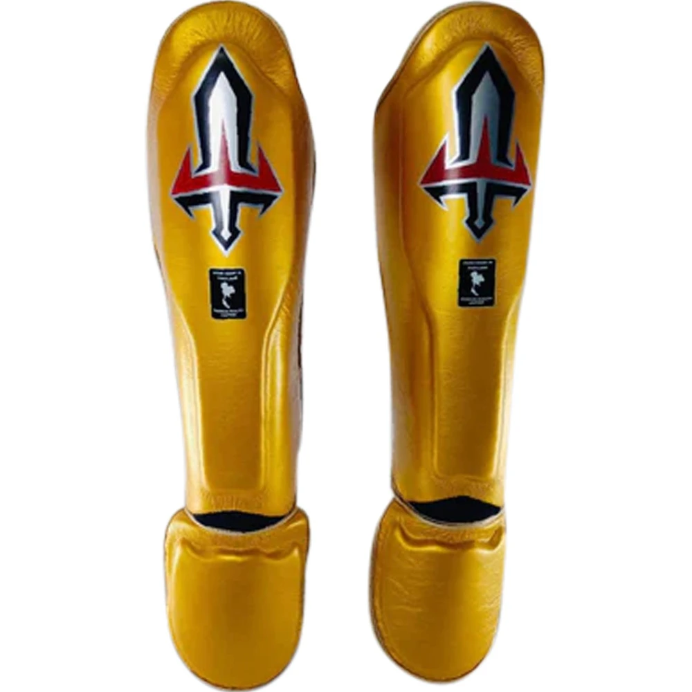 Arwut Fight Gear Gold Leather Shin Guards 4 Arwut Fight Gear Gold Leather Shin Guards - Image 2