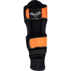 Arwut Fight Gear Orange Leather Shin Guards -Boxing Gear Shop 4AWSG3GL OG c 3