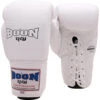 Boon White Lace Up Muay Thai Gloves -Boxing Gear Shop BGL8W c
