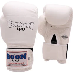 Boon White Velcro Muay Thai Gloves