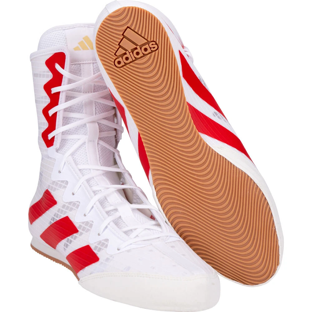 Adidas Box Hog 4 White/Red Boxing Shoes 4 Adidas Box Hog 4 White/Red Boxing Shoes - Image 2