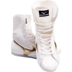 Mizuno White/Gold Mid-Cut Boxing Boots -Boxing Gear Shop MIZ MIDWHTG c 3