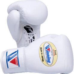 Winning Lace Up White Boxing Gloves - 8oz