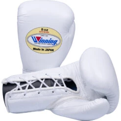 Winning Lace Up White Boxing Gloves - 8oz -Boxing Gear Shop MS 200WHT 5
