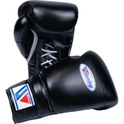 Winning 16oz Lace Up Black Boxing Gloves