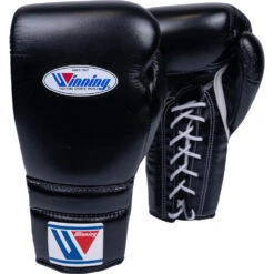 Winning 16oz Lace Up Black Boxing Gloves -Boxing Gear Shop MS 600BLK 5