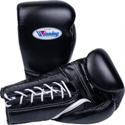 Winning 16oz Lace Up Black Boxing Gloves -Boxing Gear Shop MS 600BLK 6