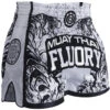 Fluory Eternity White Muay Thai Shorts -Boxing Gear Shop MTSF66 WH c