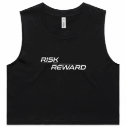 Risk Equals Reward Ladies Crop Black Singlet