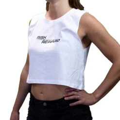 Risk Equals Reward Ladies Crop White Singlet -Boxing Gear Shop RRCROPWHT c 1