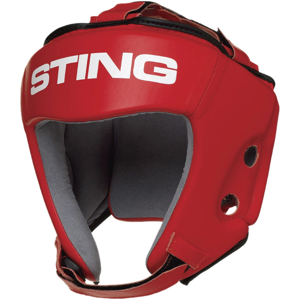 Sting Aiba Competition Red Leather Head Gear 3 Sting Aiba Competition Red Leather Head Gear