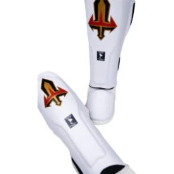 Arwut Fight Gear White Leather Shin Guards -Boxing Gear Shop SG3 WHT c 4