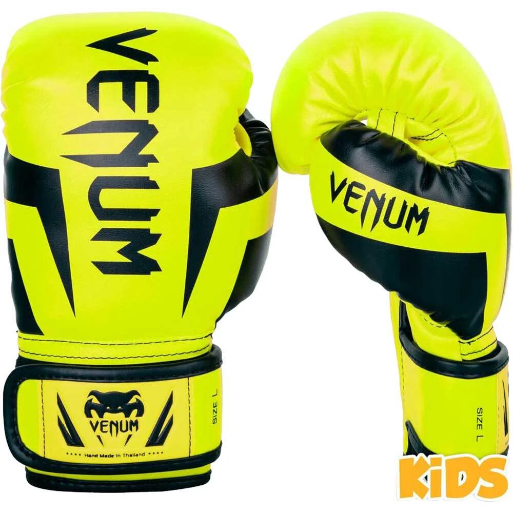 Venum Elite Fluro Yellow Kids Boxing Gloves 3 Venum Elite Fluro Yellow Kids Boxing Gloves
